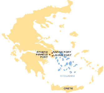 Map of Cyclades Greece