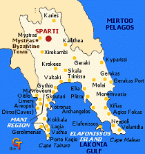 Map Greece Lakonia