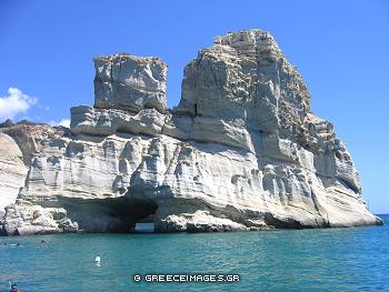 Sea caves in Milos Greece